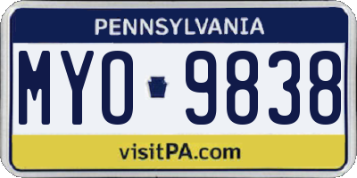 PA license plate MYO9838