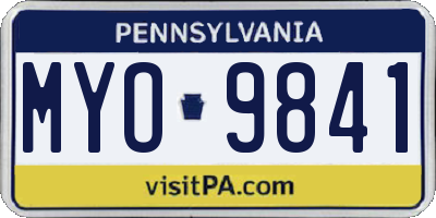 PA license plate MYO9841