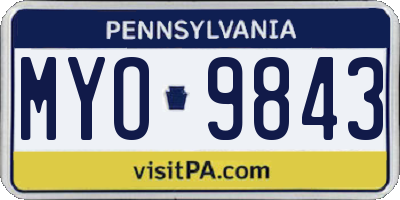 PA license plate MYO9843