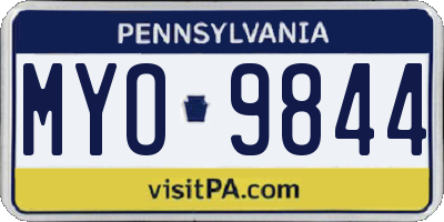 PA license plate MYO9844