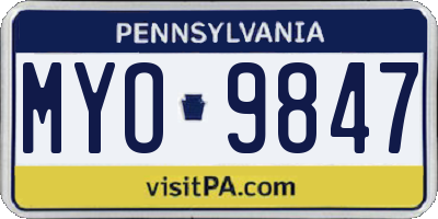 PA license plate MYO9847
