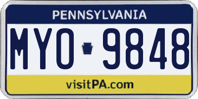 PA license plate MYO9848