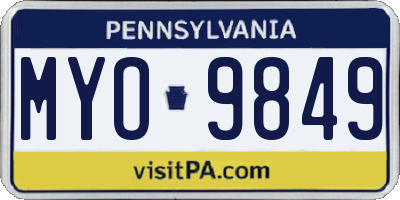 PA license plate MYO9849