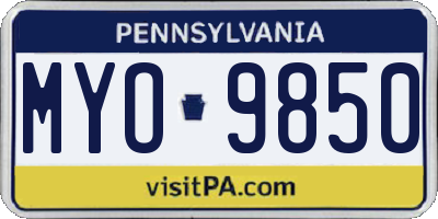 PA license plate MYO9850