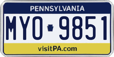 PA license plate MYO9851