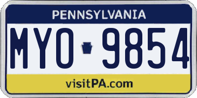 PA license plate MYO9854