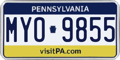 PA license plate MYO9855
