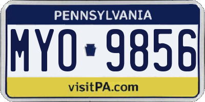 PA license plate MYO9856