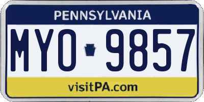 PA license plate MYO9857
