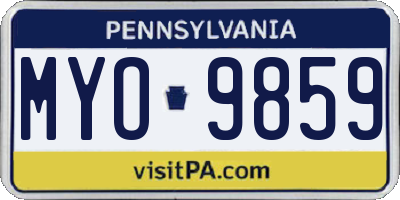 PA license plate MYO9859