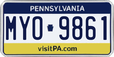 PA license plate MYO9861