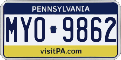 PA license plate MYO9862