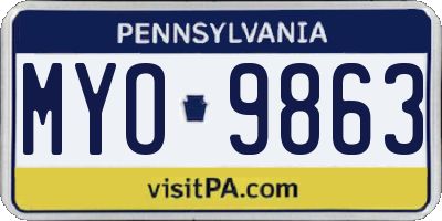 PA license plate MYO9863