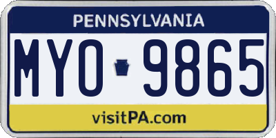 PA license plate MYO9865