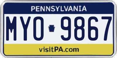 PA license plate MYO9867