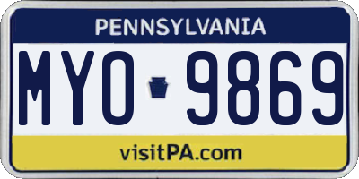 PA license plate MYO9869