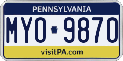 PA license plate MYO9870