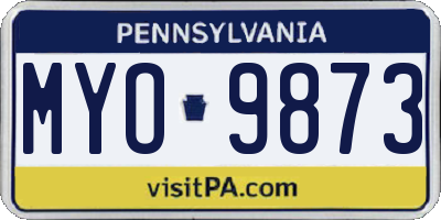 PA license plate MYO9873