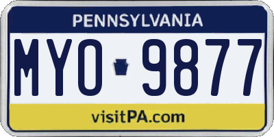 PA license plate MYO9877