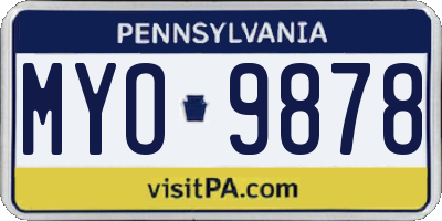 PA license plate MYO9878