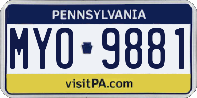 PA license plate MYO9881