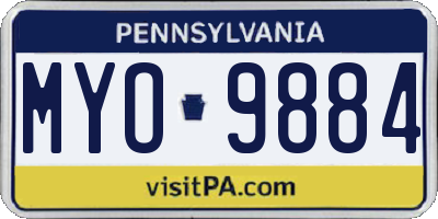 PA license plate MYO9884