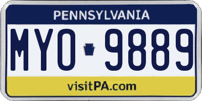PA license plate MYO9889