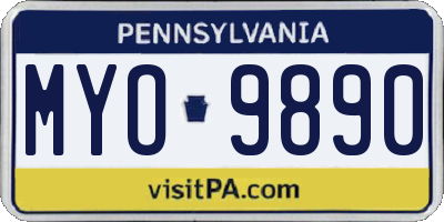PA license plate MYO9890
