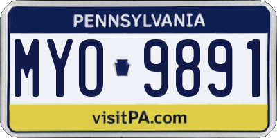 PA license plate MYO9891