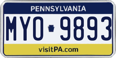 PA license plate MYO9893