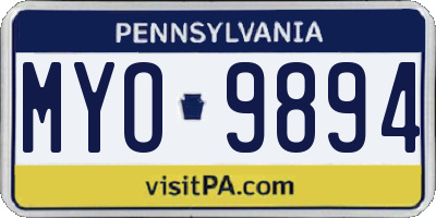 PA license plate MYO9894