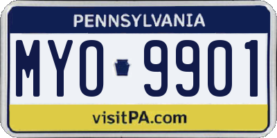 PA license plate MYO9901