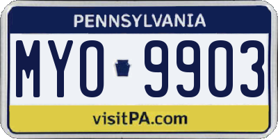 PA license plate MYO9903