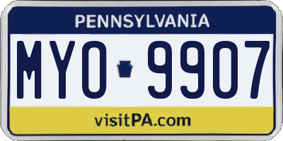 PA license plate MYO9907
