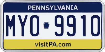 PA license plate MYO9910