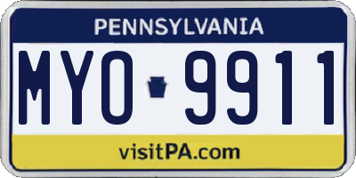 PA license plate MYO9911
