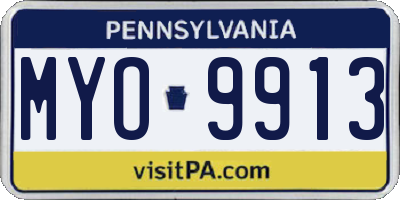 PA license plate MYO9913