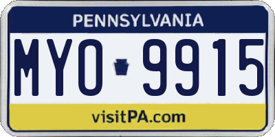 PA license plate MYO9915