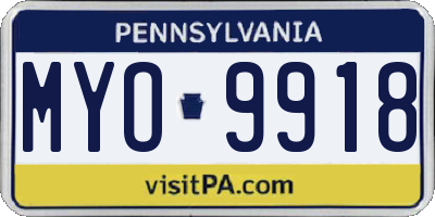 PA license plate MYO9918