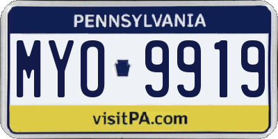 PA license plate MYO9919