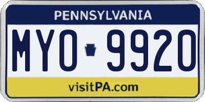PA license plate MYO9920