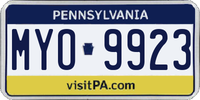 PA license plate MYO9923