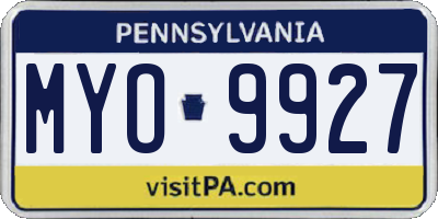 PA license plate MYO9927