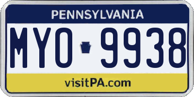 PA license plate MYO9938