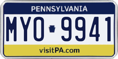 PA license plate MYO9941