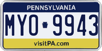 PA license plate MYO9943