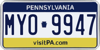 PA license plate MYO9947