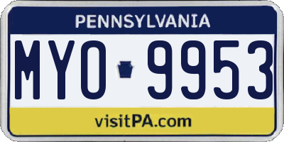 PA license plate MYO9953