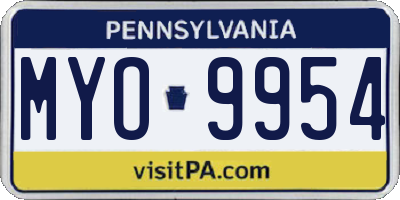 PA license plate MYO9954