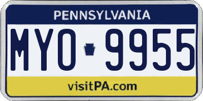 PA license plate MYO9955